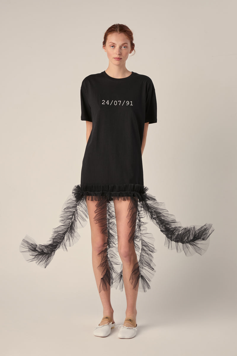 Cotton oversized brand logo t-shirt dress 240791