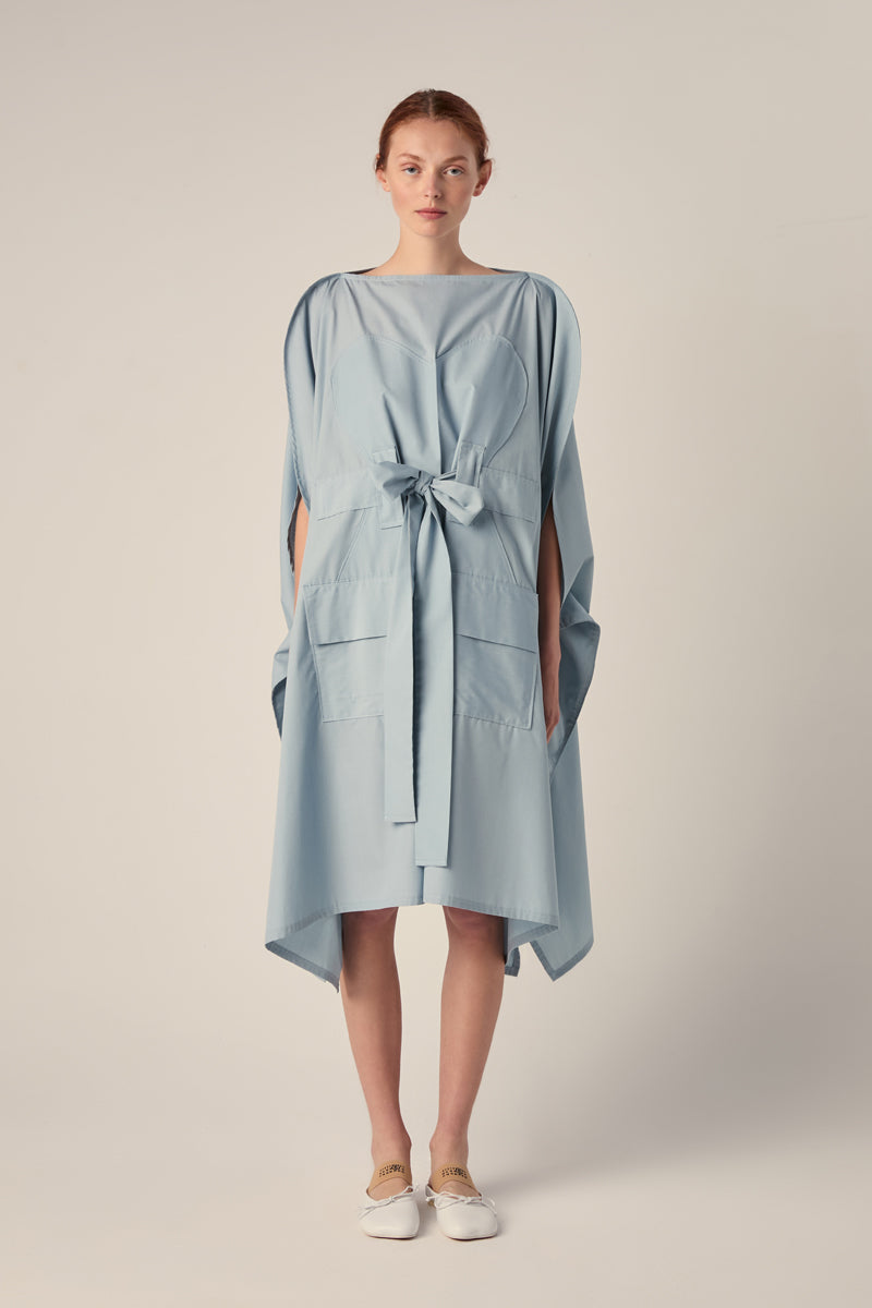 Dress with belt-Baby blue 240791