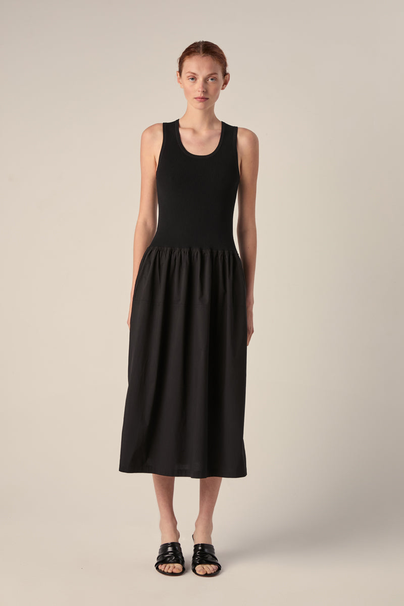 Scoop neck cotton dress-Black PROENZA SCHOULER WHITE LABEL