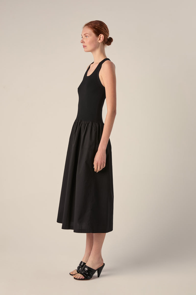 Scoop neck cotton dress-Black PROENZA SCHOULER WHITE LABEL