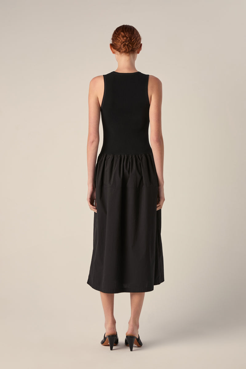 Scoop neck cotton dress-Black PROENZA SCHOULER WHITE LABEL