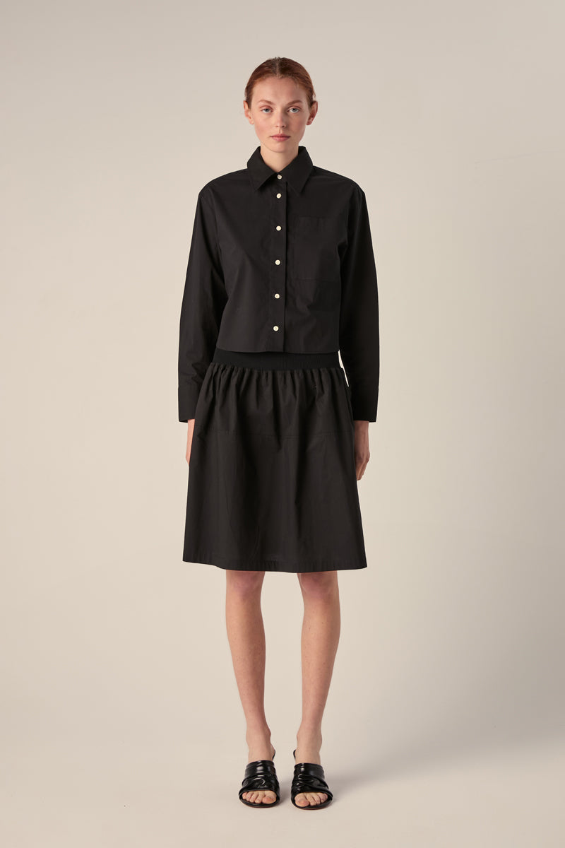 Long sleeve poplin cropped shirt-Black PROENZA SCHOULER WHITE LABEL