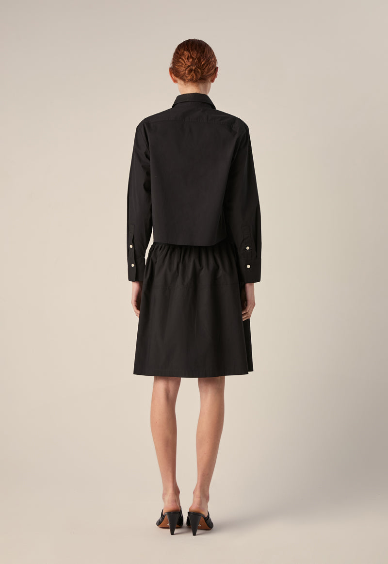 Long sleeve poplin cropped shirt-Black PROENZA SCHOULER WHITE LABEL