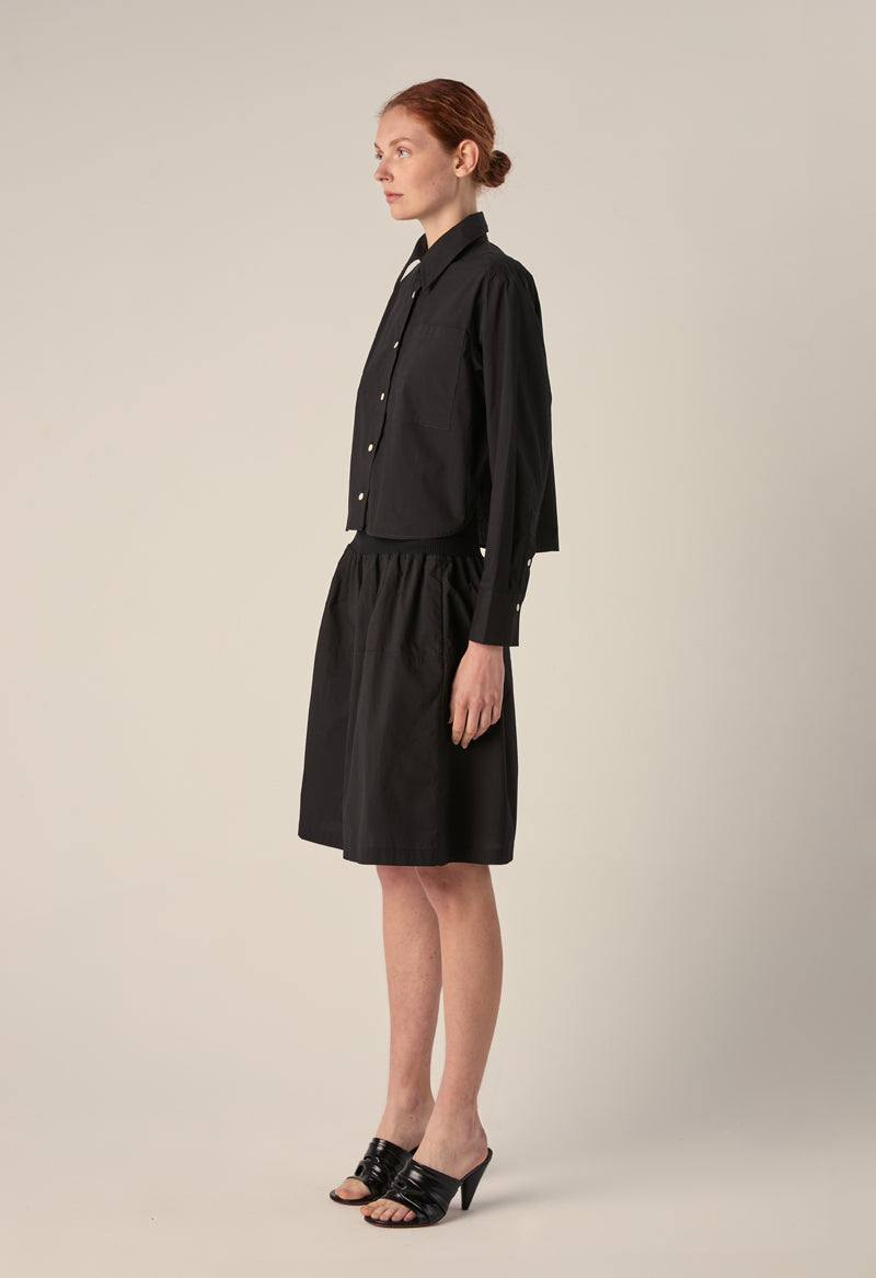 Long sleeve poplin cropped shirt-Black PROENZA SCHOULER WHITE LABEL