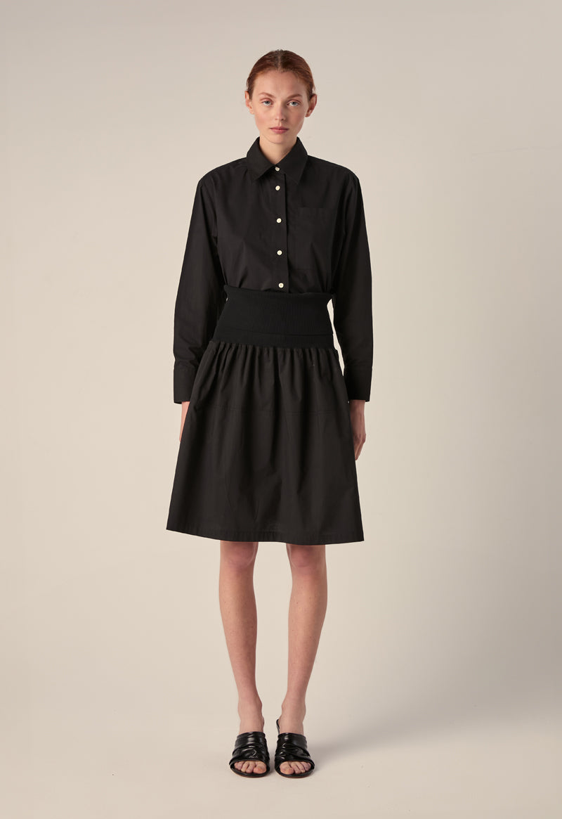 Pleated cotton skirt-Black PROENZA SCHOULER WHITE LABEL