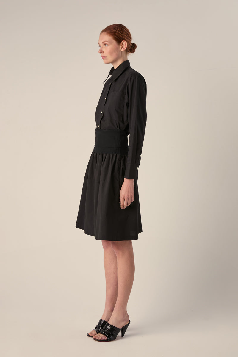 Pleated cotton skirt-Black PROENZA SCHOULER WHITE LABEL