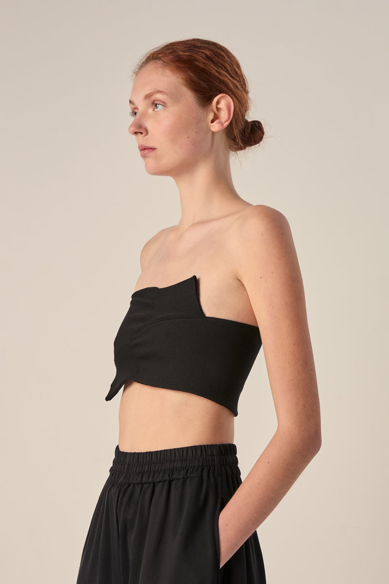 Wrapped sleeves bandeau top-Black MM6 MAISON MARGIELA