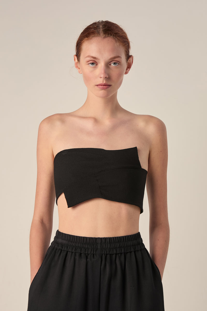 Wrapped sleeves bandeau top-Black MM6 MAISON MARGIELA