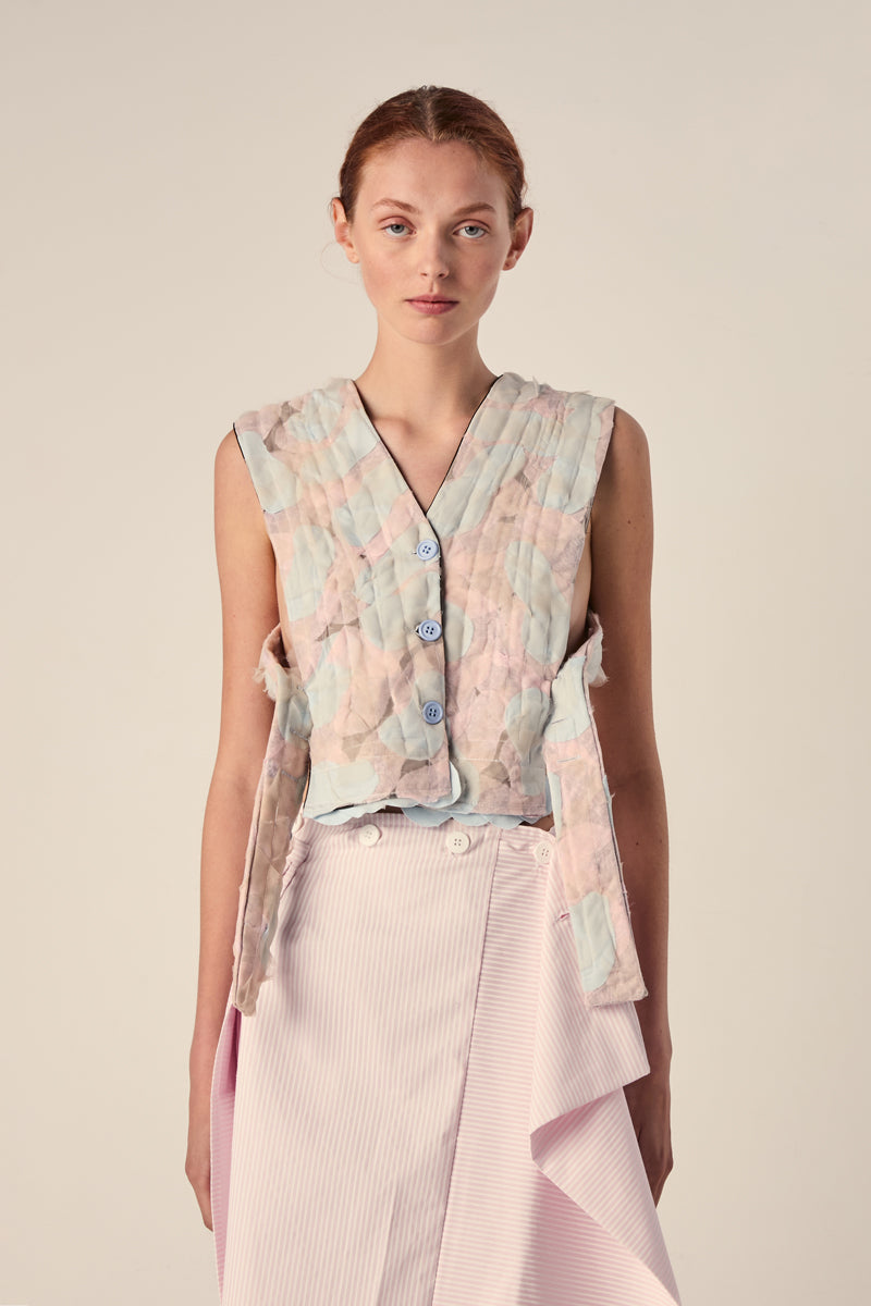 Vest with side straps-Floral 240791