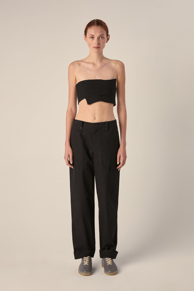 igh rise cotton/linen blend pants-Black PROENZA SCHOULER