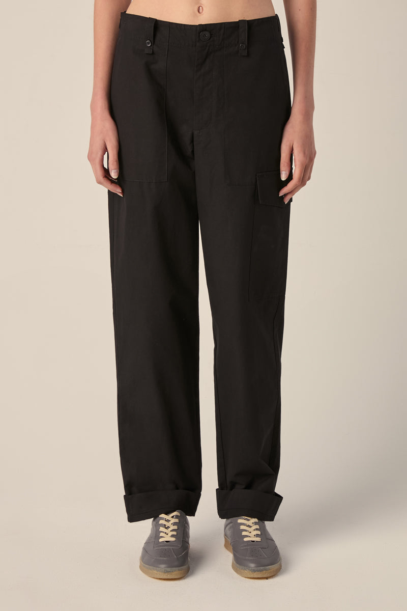 igh rise cotton/linen blend pants-Black PROENZA SCHOULER