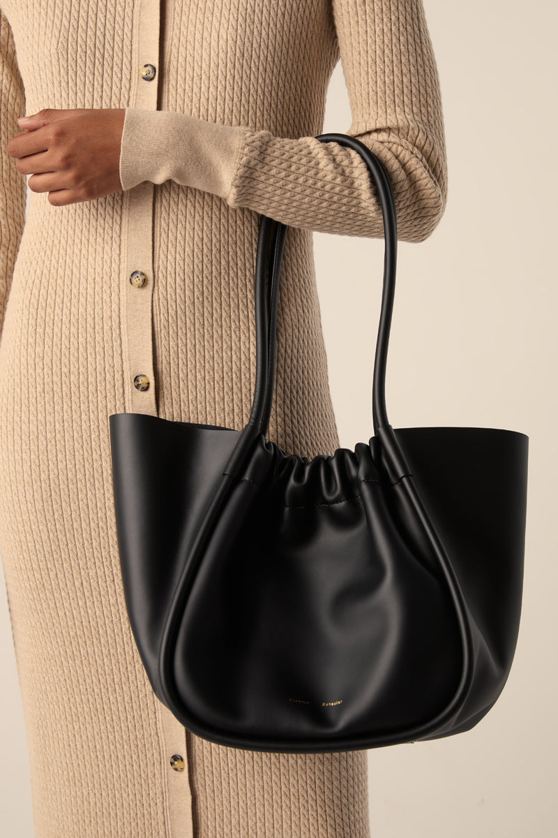 Large Ruched Leather Tote-Black PROENZA SCHOULER