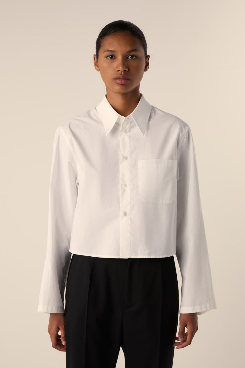 Cropped cotton shirt-White MM6 MAISON MARGIELA
