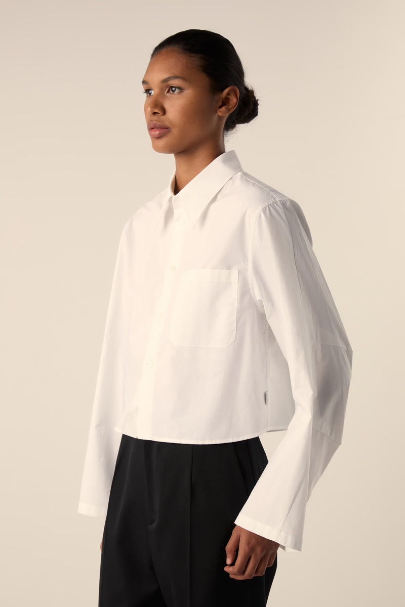 Cropped cotton shirt-White MM6 MAISON MARGIELA