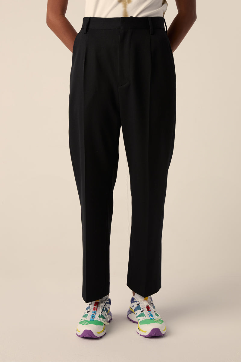 Straight-leg cropped trousers-Black MM6 MAISON MARGIELA