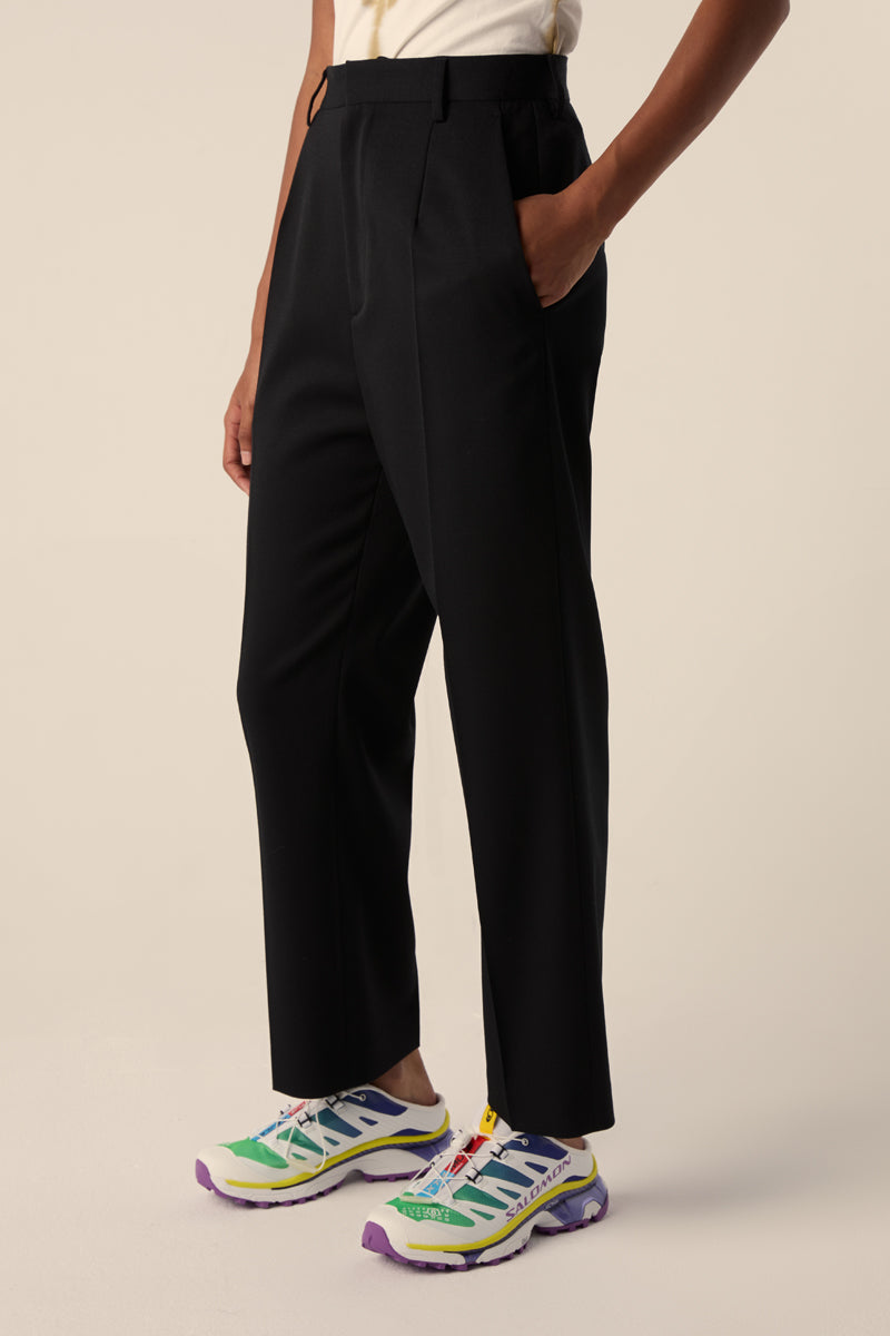Straight-leg cropped trousers-Black MM6 MAISON MARGIELA