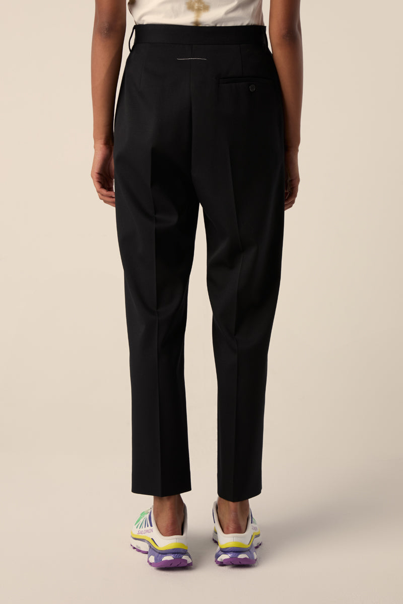 Straight-leg cropped trousers-Black MM6 MAISON MARGIELA