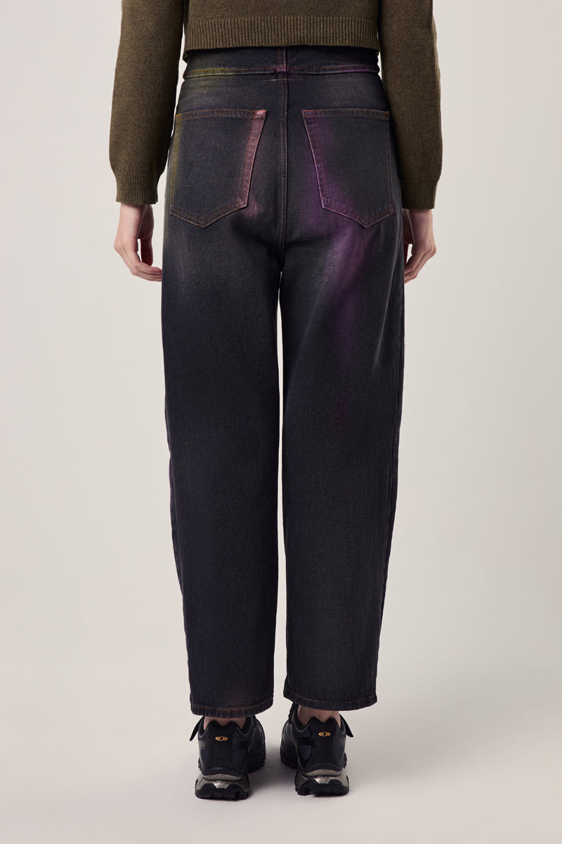 Bleached-effect straight-leg jeans/Black-multicolour MM6 MAISON MARGIELA