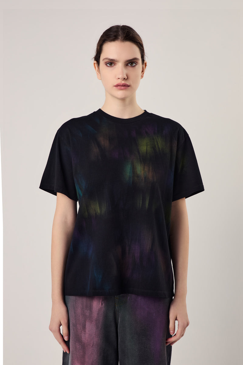 Bleached effect T-shirt/Black-multicolour MM6 MAISON MARGIELA