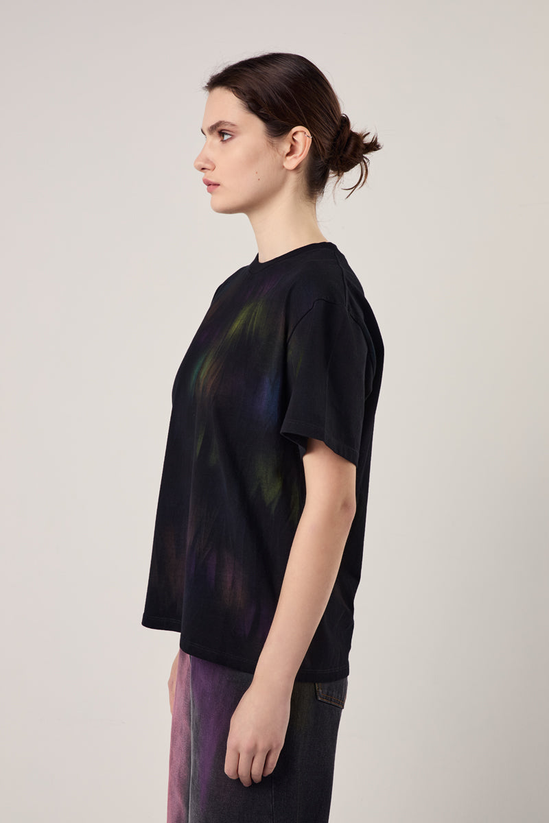 Bleached effect T-shirt/Black-multicolour MM6 MAISON MARGIELA