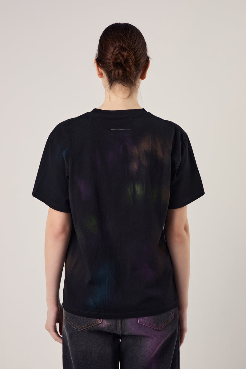 Bleached effect T-shirt/Black-multicolour MM6 MAISON MARGIELA