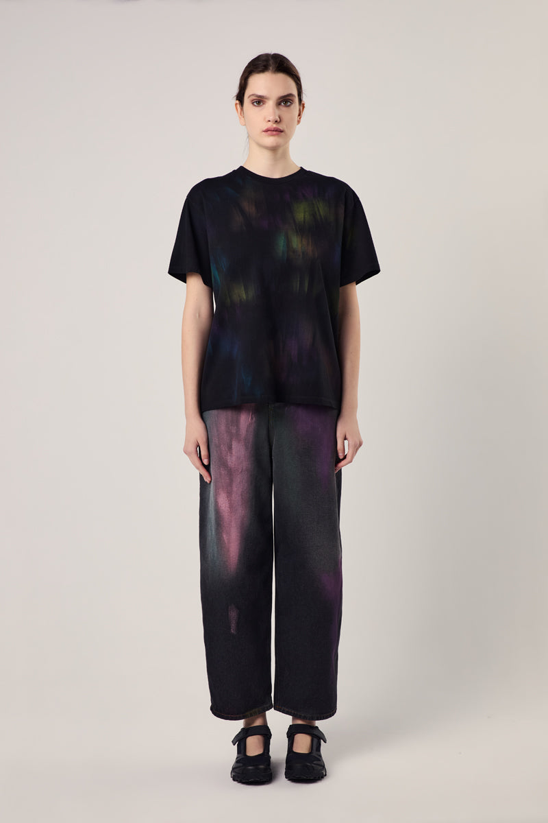 Bleached effect T-shirt/Black-multicolour MM6 MAISON MARGIELA