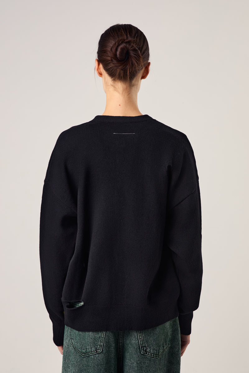 Numbers motif wool cardigan-Black MM6 MAISON MARGIELA
