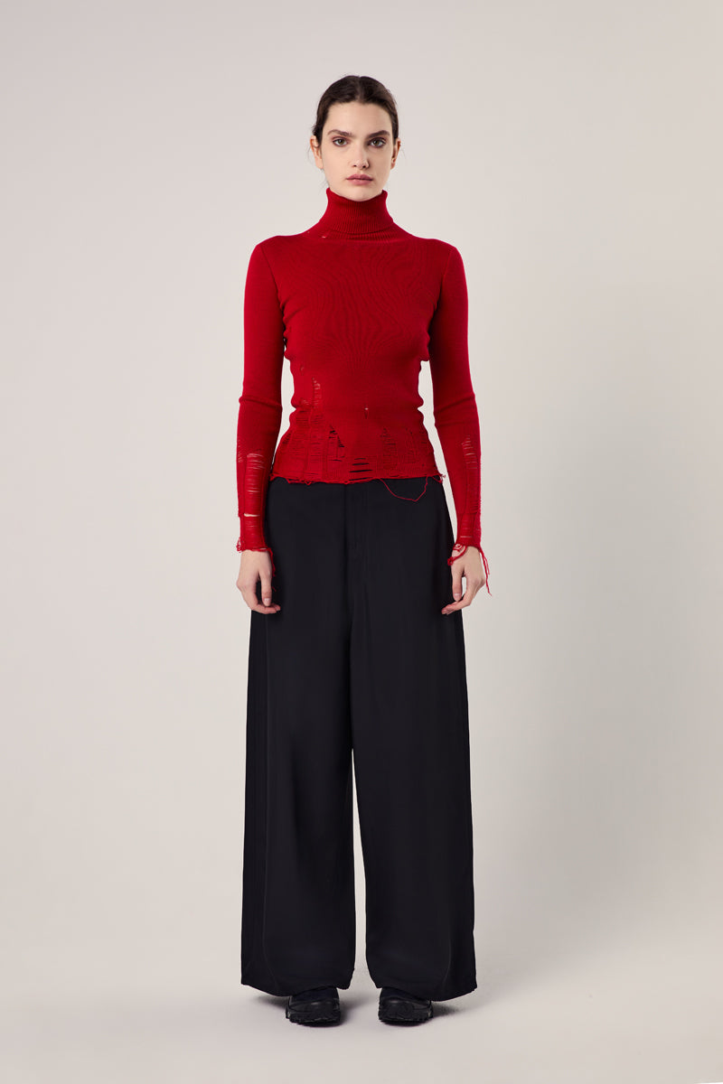 Distressed wool sweater/Red MM6 MAISON MARGIELA
