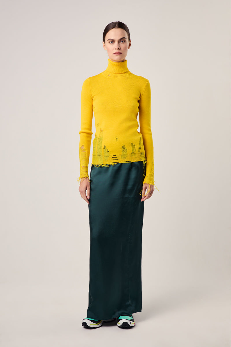 Distressed wool sweater/Yellow MM6 MAISON MARGIELA
