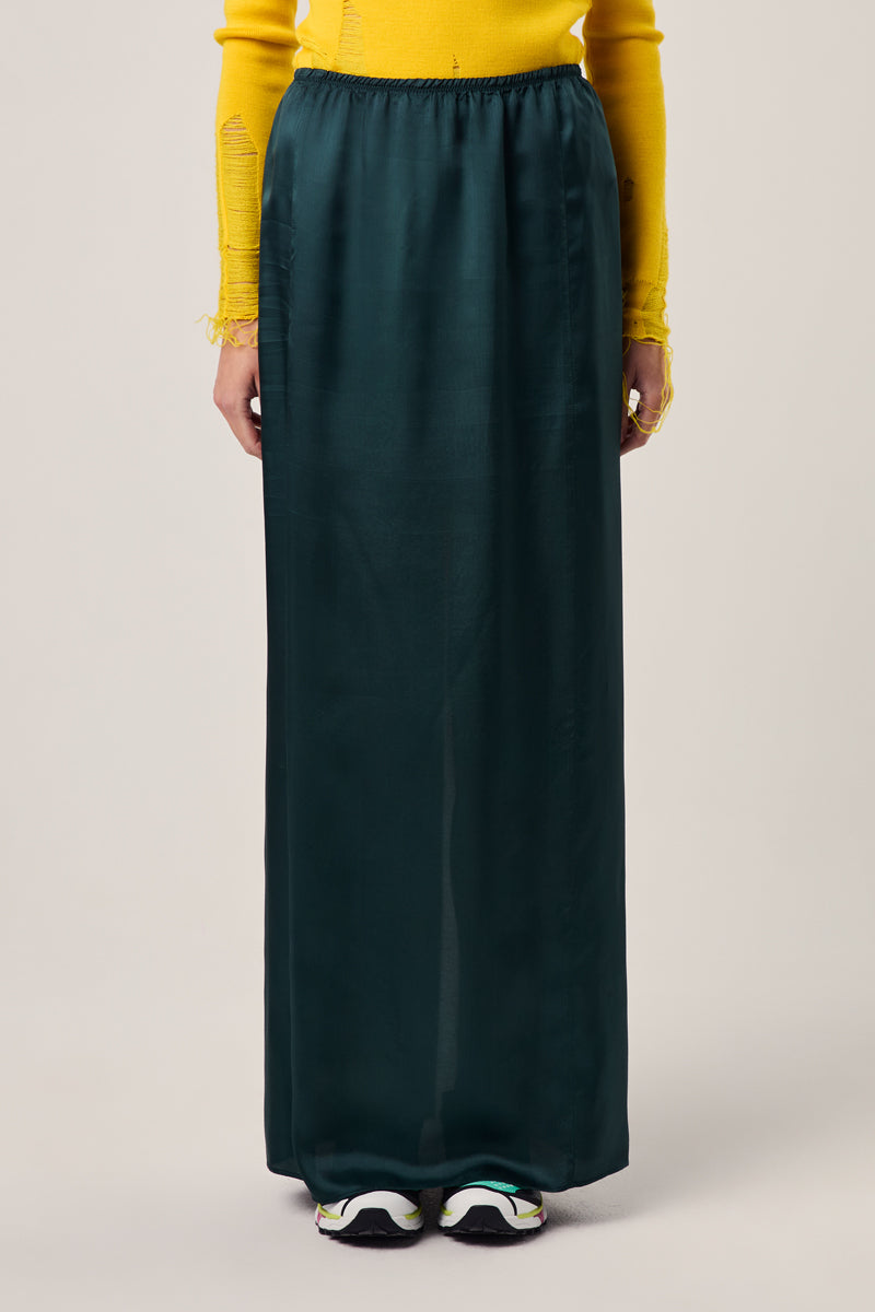 Long satin slit skirt/Dark Green MM6 MAISON MARGIELA