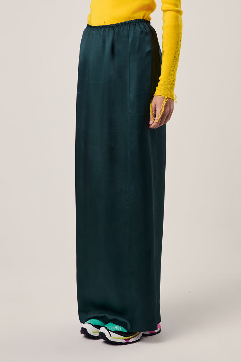 Long satin slit skirt/Dark Green MM6 MAISON MARGIELA