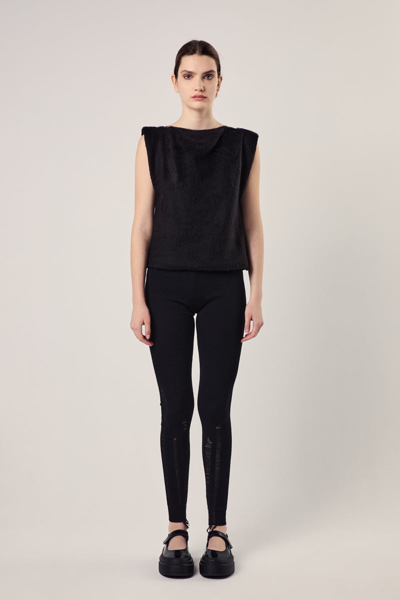 Ripped detailing wool leggings/Black MM6 MAISON MARGIELA