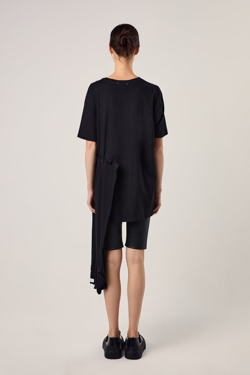Black cotton jersey one size double illusion logo t-shirt dress/Black 240791