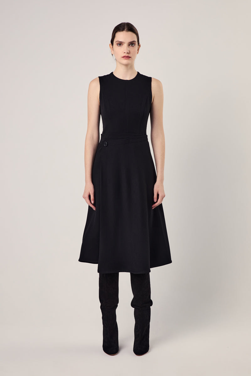 Ivy Wrap Dress in Stretch Suiting/Black PROENZA SCHOULER WHITE LABEL