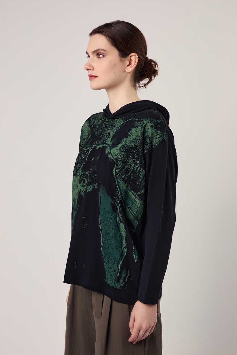 Numbers-motif cotton hoodie/Black-green MM6 MAISON MARGIELA
