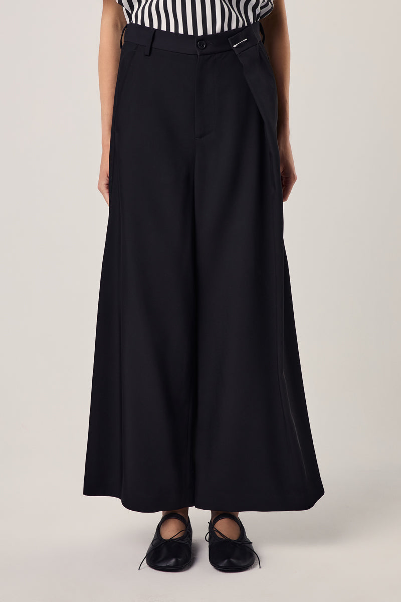 Pleated wide-leg wool trousers/Black MM6 MAISON MARGIELA