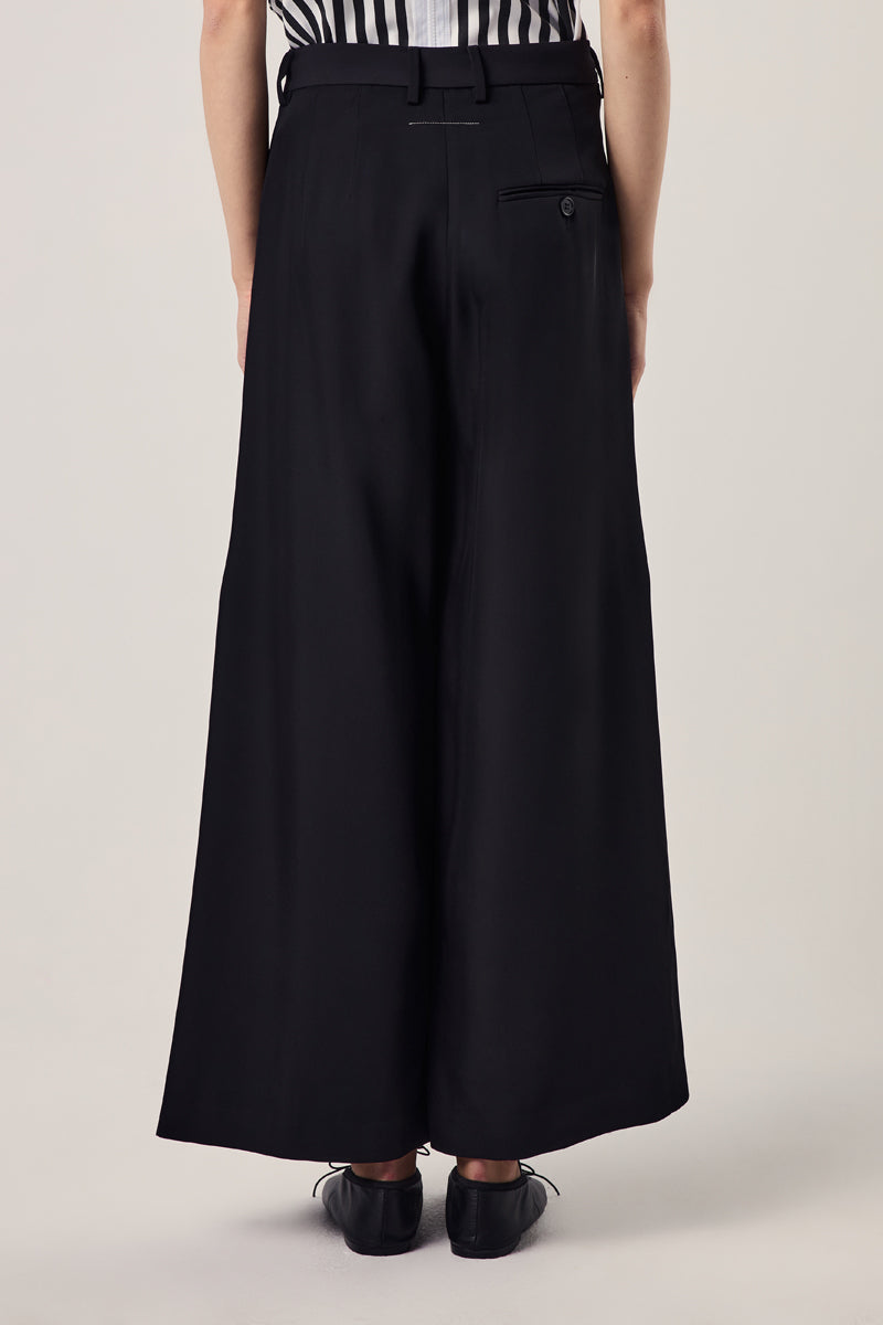 Pleated wide-leg wool trousers/Black MM6 MAISON MARGIELA