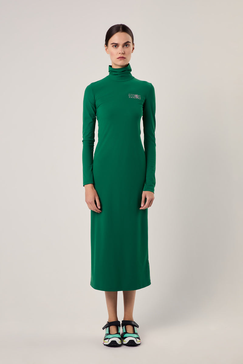Logo-print midi dress/Green-pink MM6 MAISON MARGIELA