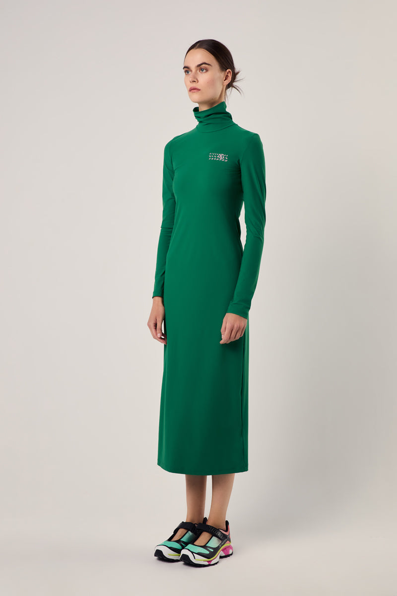 Logo-print midi dress/Green-pink MM6 MAISON MARGIELA