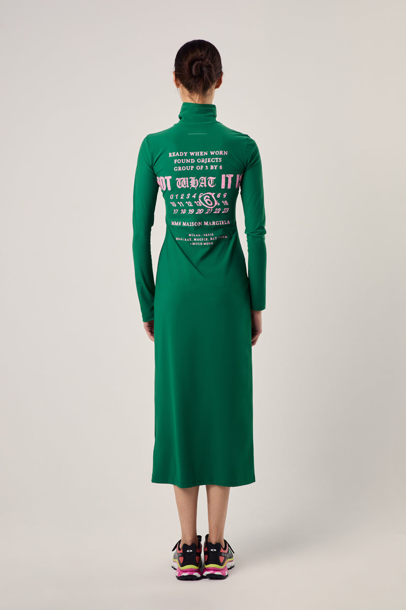 Logo-print midi dress/Green-pink MM6 MAISON MARGIELA
