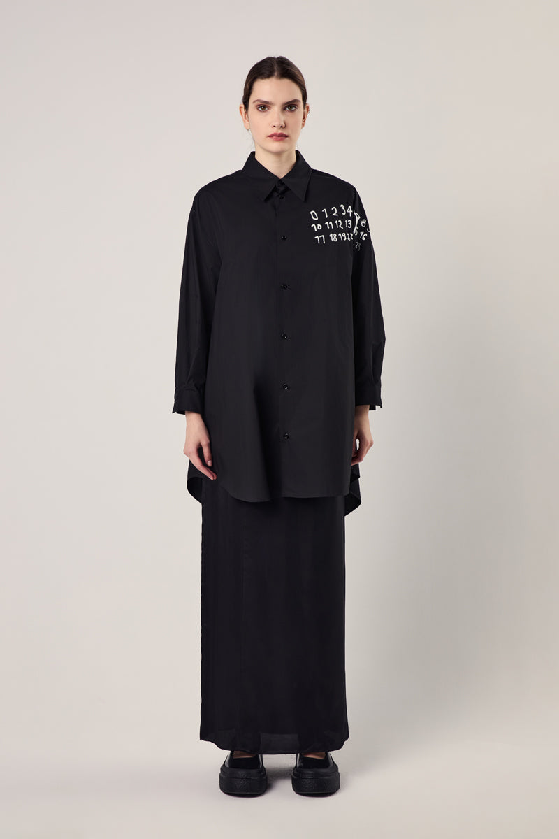 Long satin slit skirt/Black MM6 MAISON MARGIELA