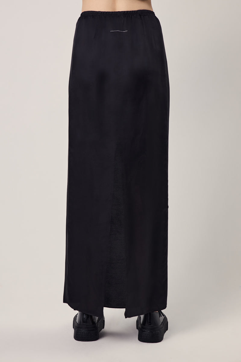 Long satin slit skirt/Black MM6 MAISON MARGIELA
