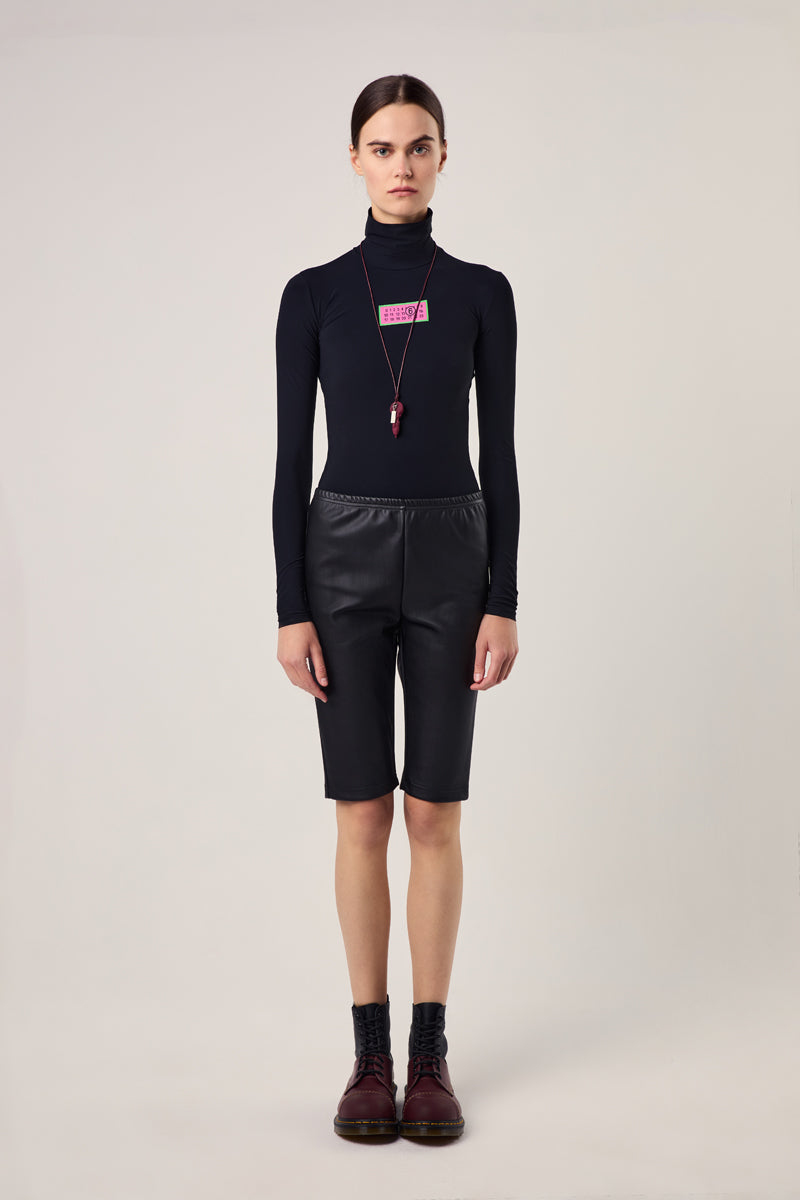 Faux leather cycling shorts-Black MM6 MAISON MARGIELA