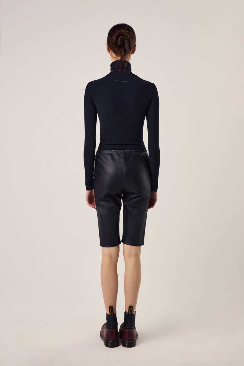 Faux leather cycling shorts-Black MM6 MAISON MARGIELA