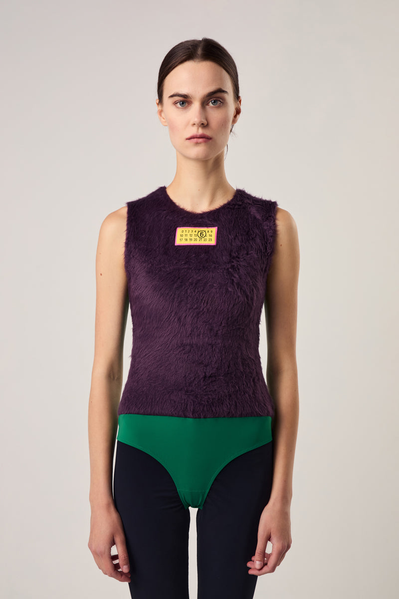 Faux-fur bodysuit/Purple-Green MM6 MAISON MARGIELA