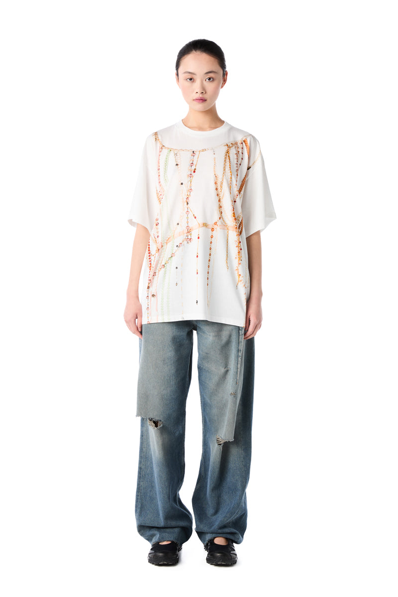 Graphic-print oversized T-shirt-White MM6 MAISON MARGIELA