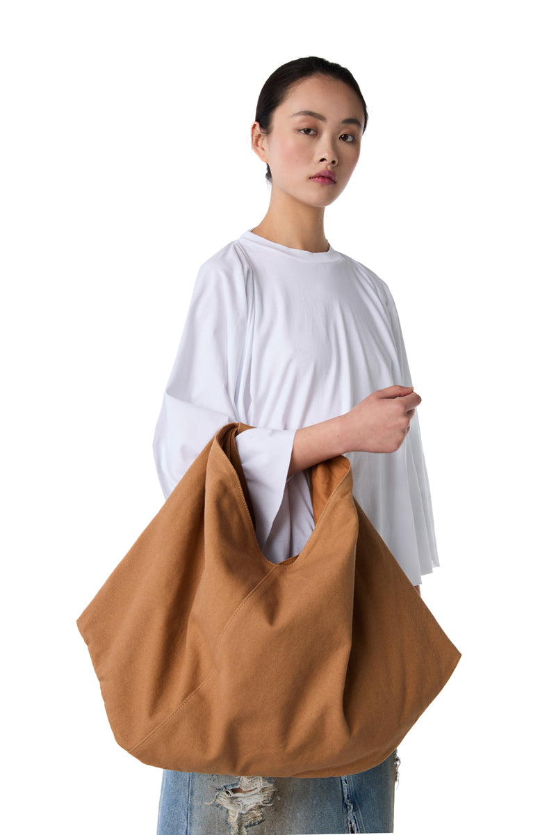 Japanese draped shoulder bag-Caramel Brown MM6 MAISON MARGIELA