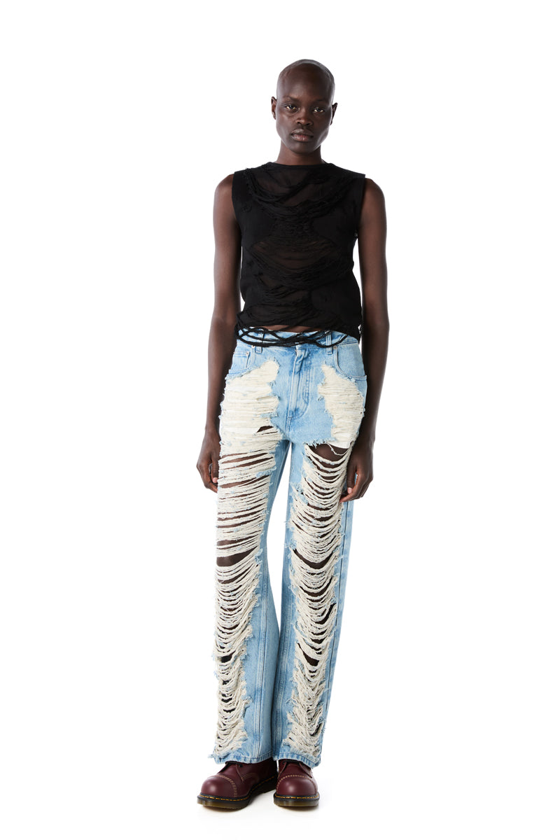 Ripped jeans-Blue MM6 MAISON MARGIELA