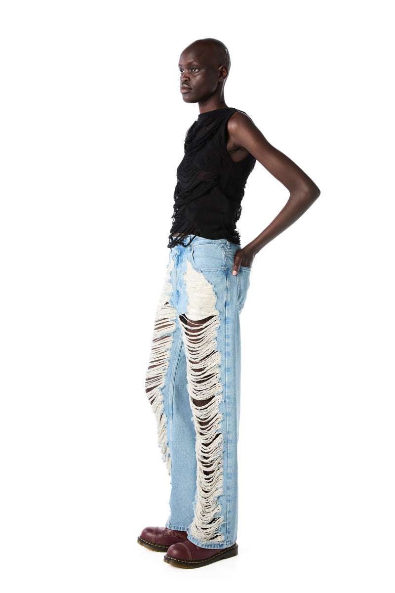 Ripped jeans-Blue MM6 MAISON MARGIELA
