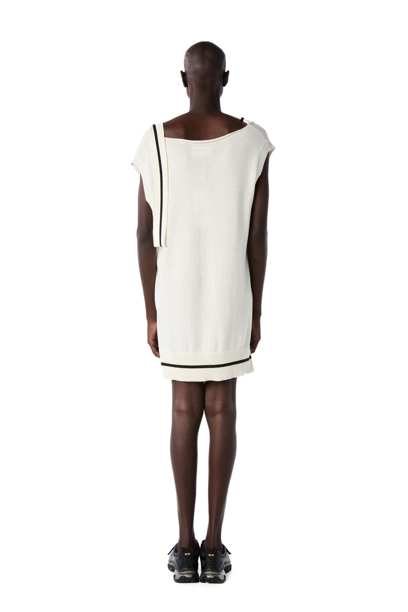 Logo-jacquard knit dress-White/Black MM6 MAISON MARGIELA